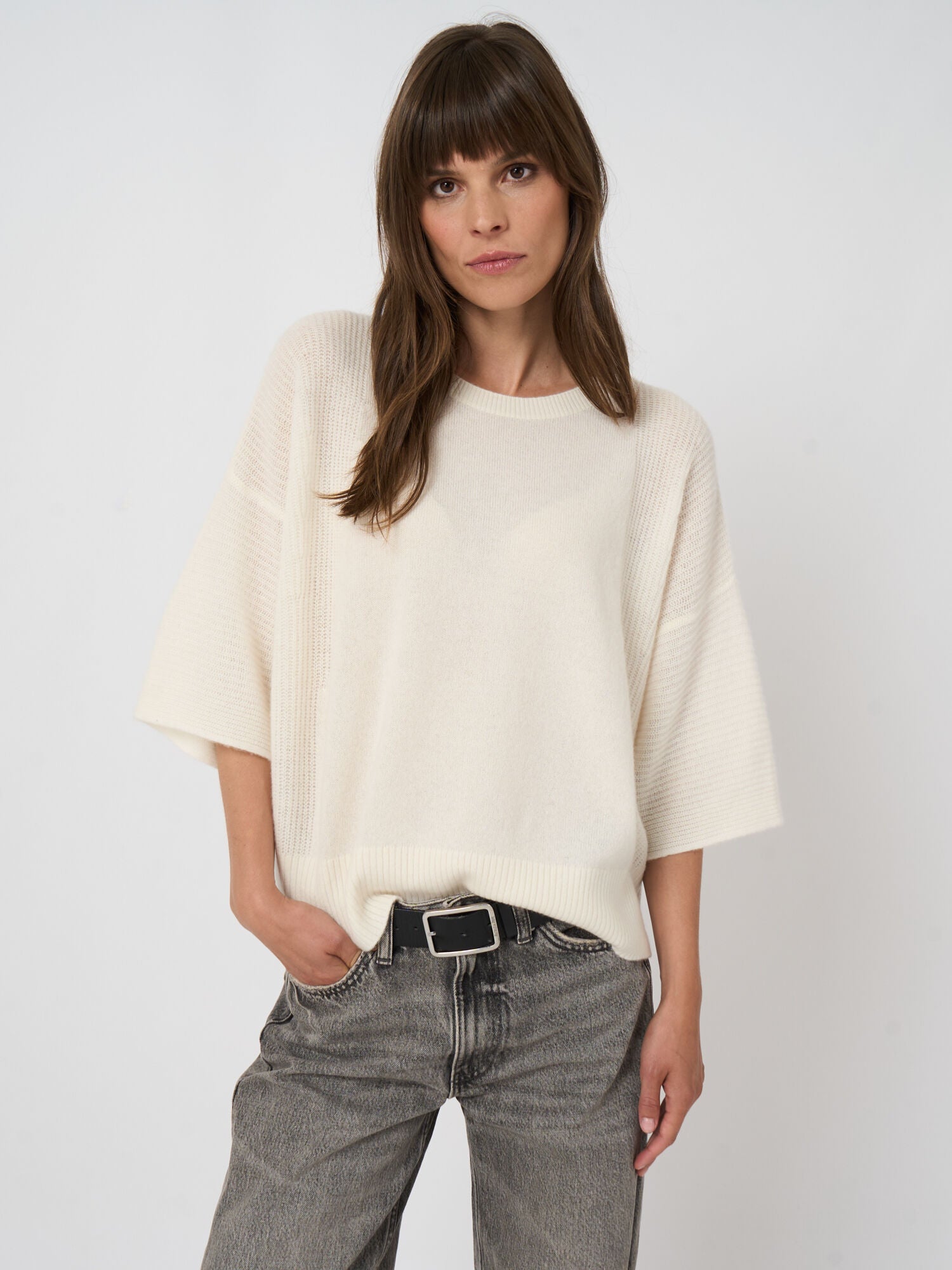 Repeat Cashmere Oversized Bio Cashmere Pullover Cream