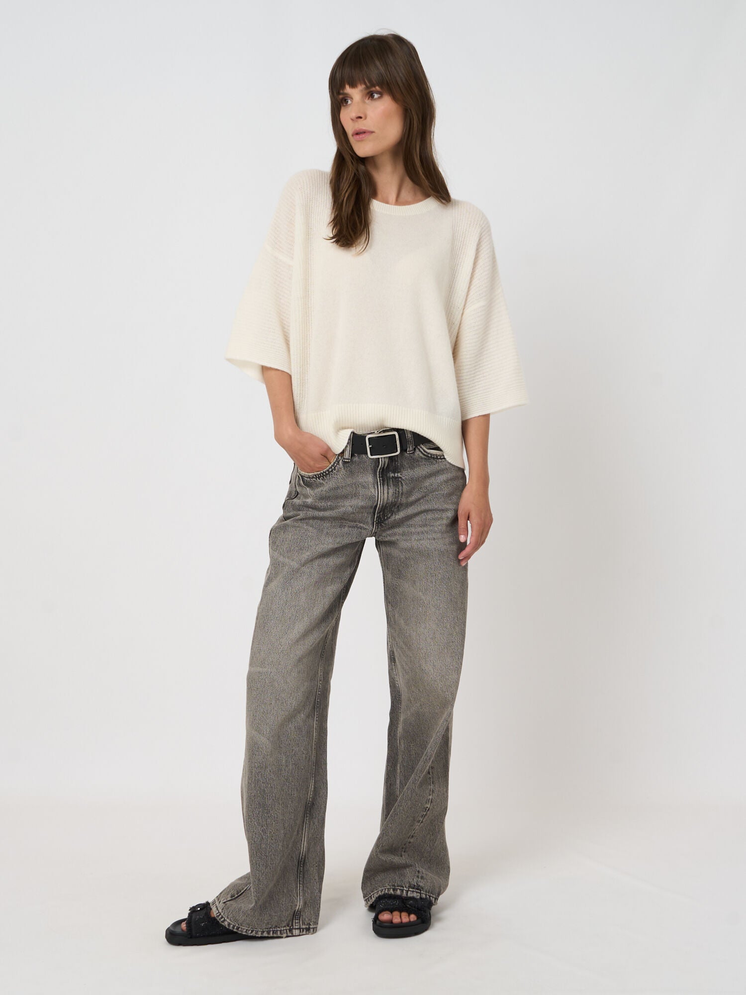 Repeat Cashmere Oversized Bio Cashmere Pullover Cream