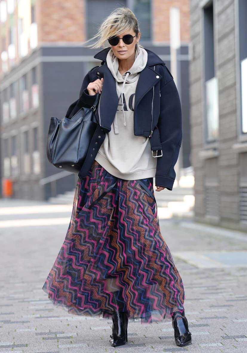 Miss Goodlife Maxi-Rock Zic Zac Love Tüll – anthracite