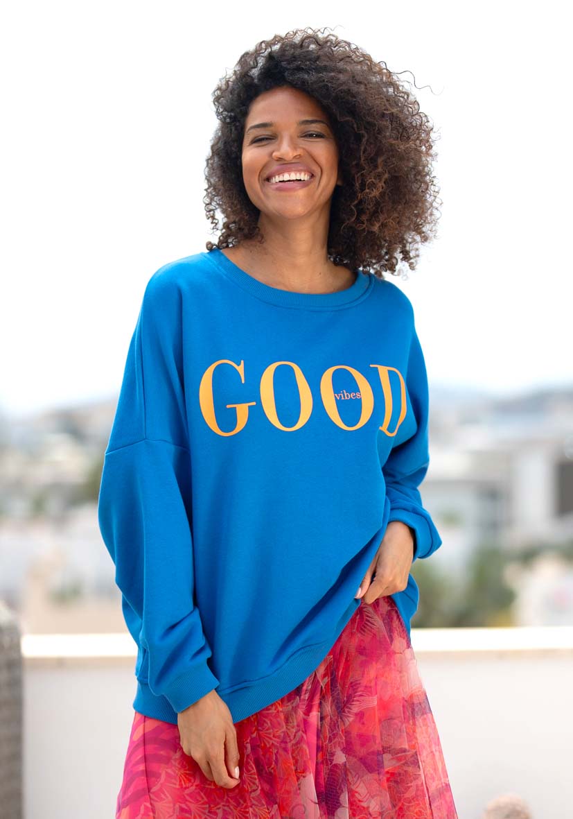 Miss Goodlife Sweater good Vibes Blau