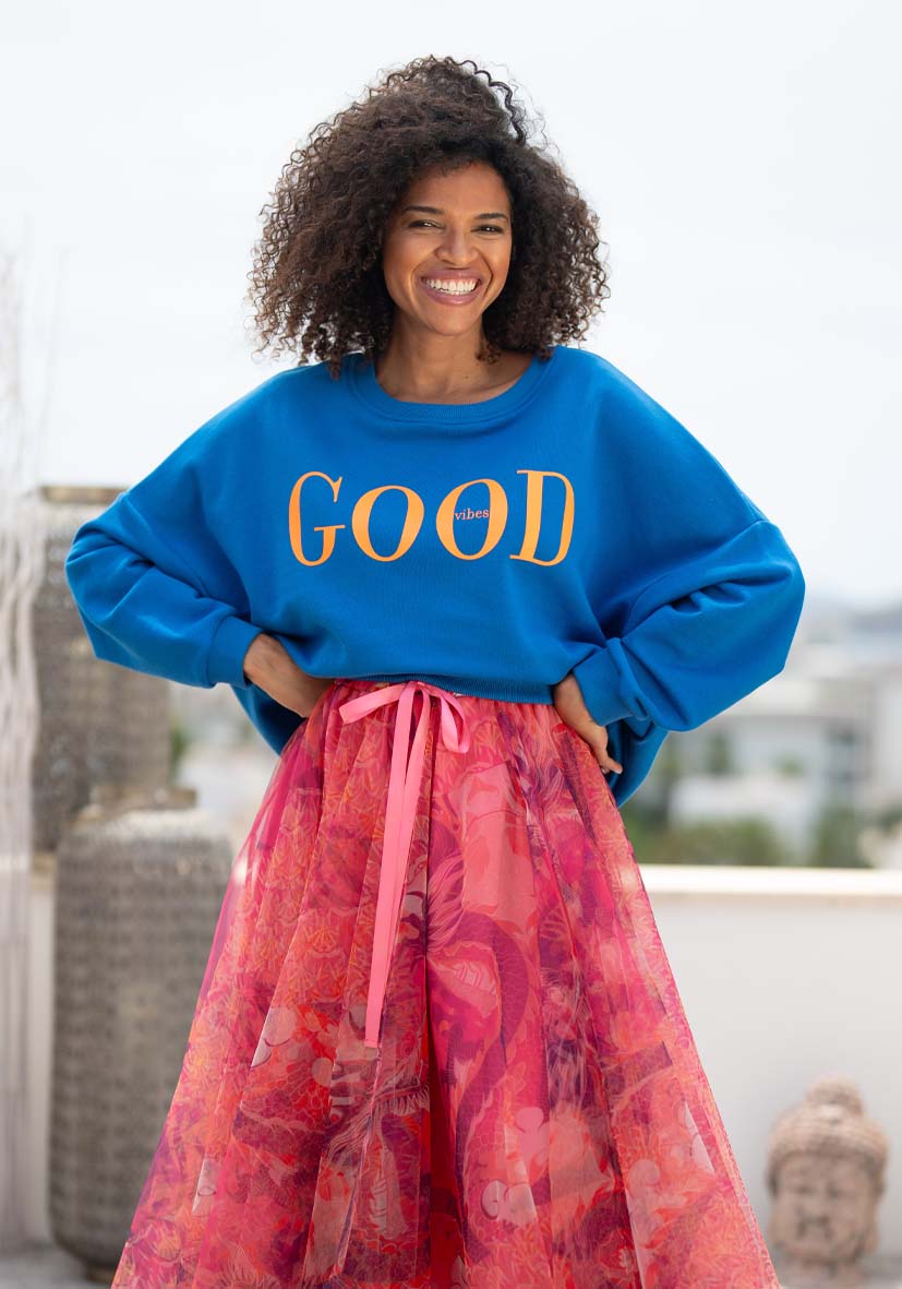 Miss Goodlife Sweater good Vibes Blau