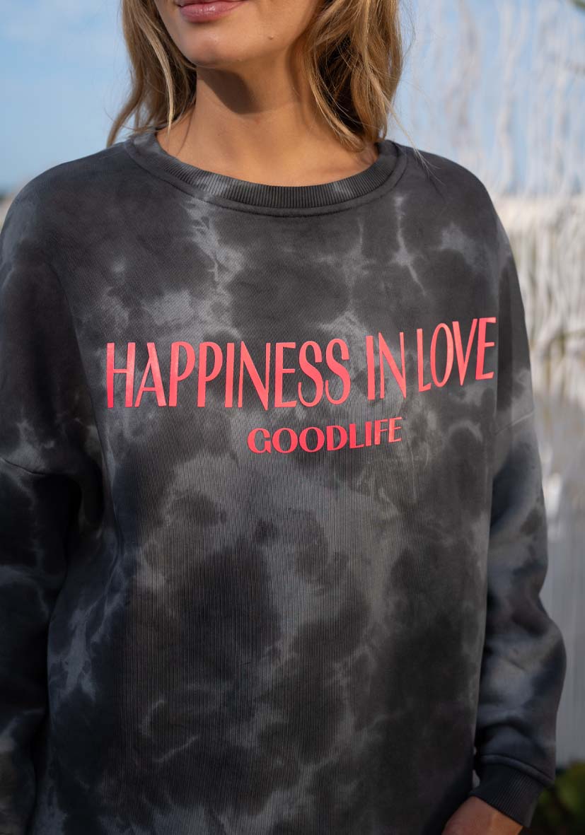 Miss Goodlife Roundneck Happiness Love Batik – anthracite