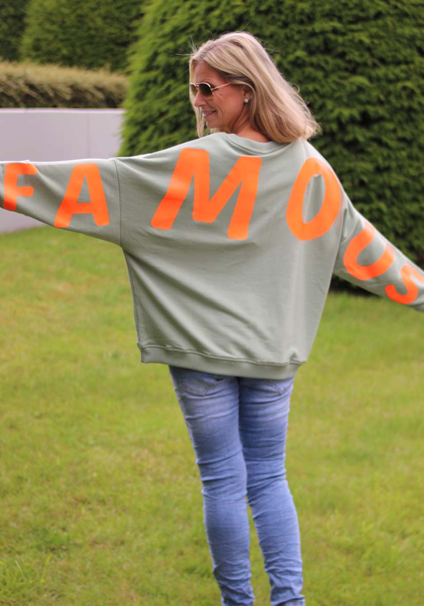 Miss Goodlife Sweater Roundneck Famous Heartface Strass – almond