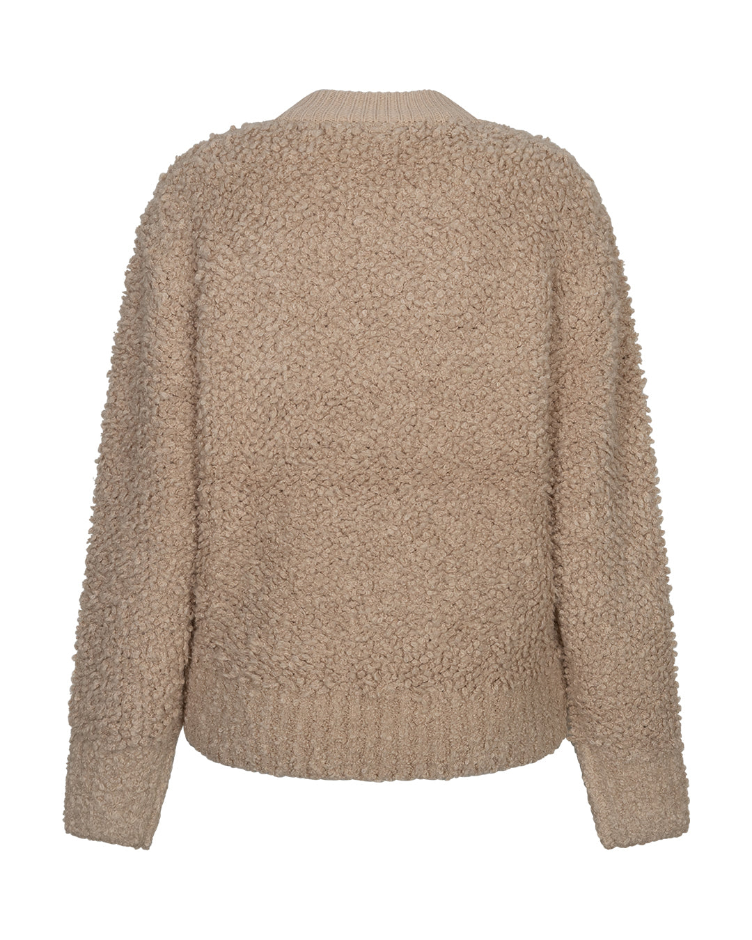 Red Button Bomber Knit Boucle Beige latte