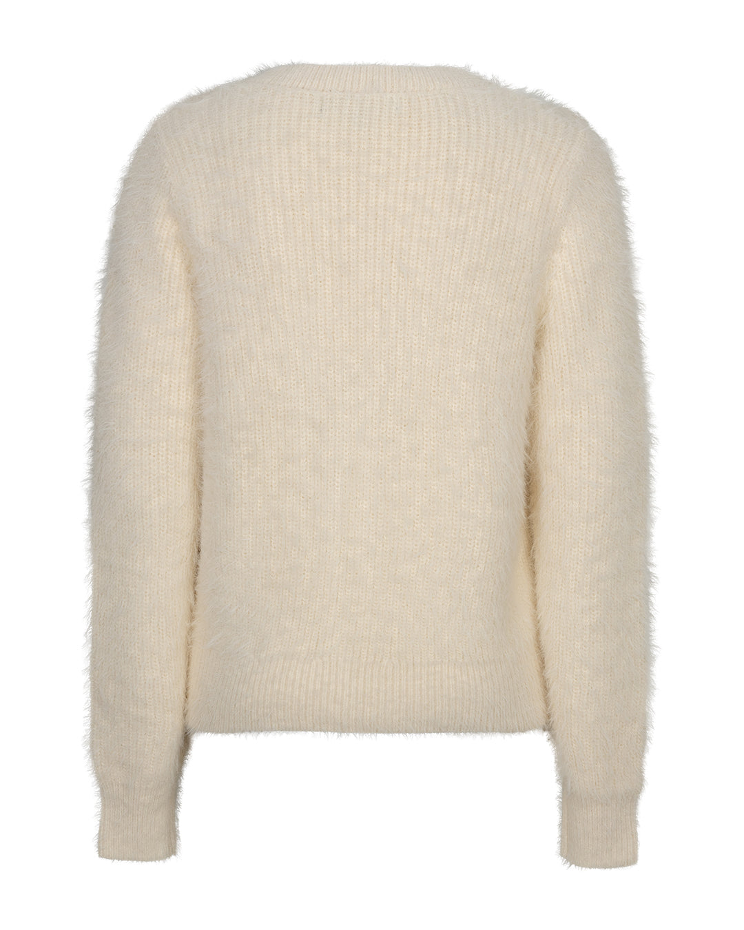 Red Button Sleeveless Fuzzy Cardigan Cream