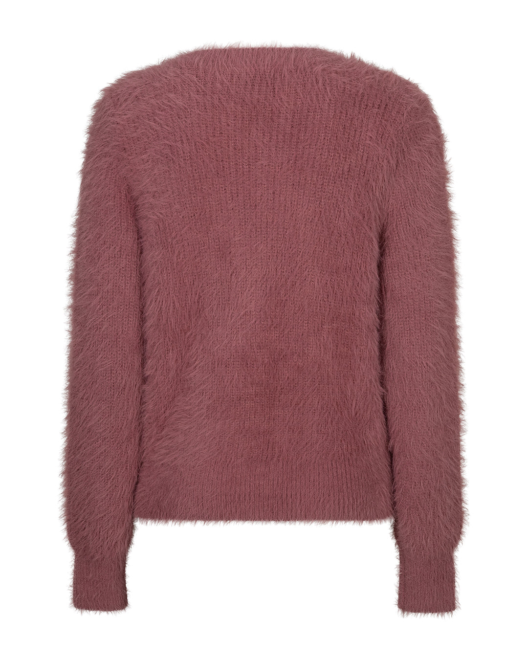 Red Button Sleeveless Fuzzy Cardigan Mauve
