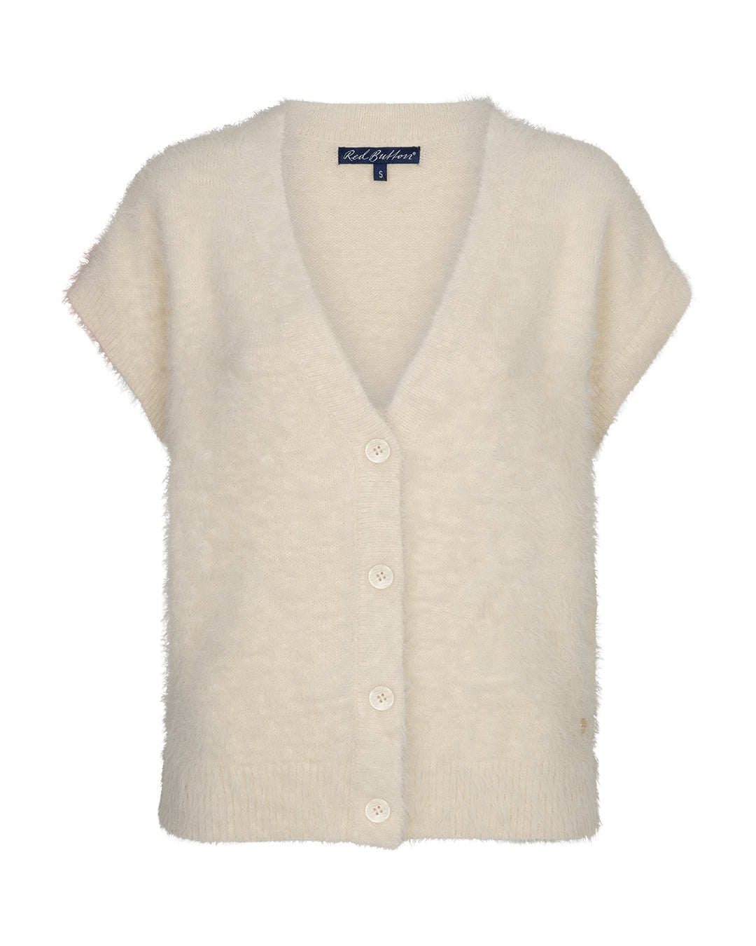 Red Button Sleeveless Fuzzy Pullunder Creme