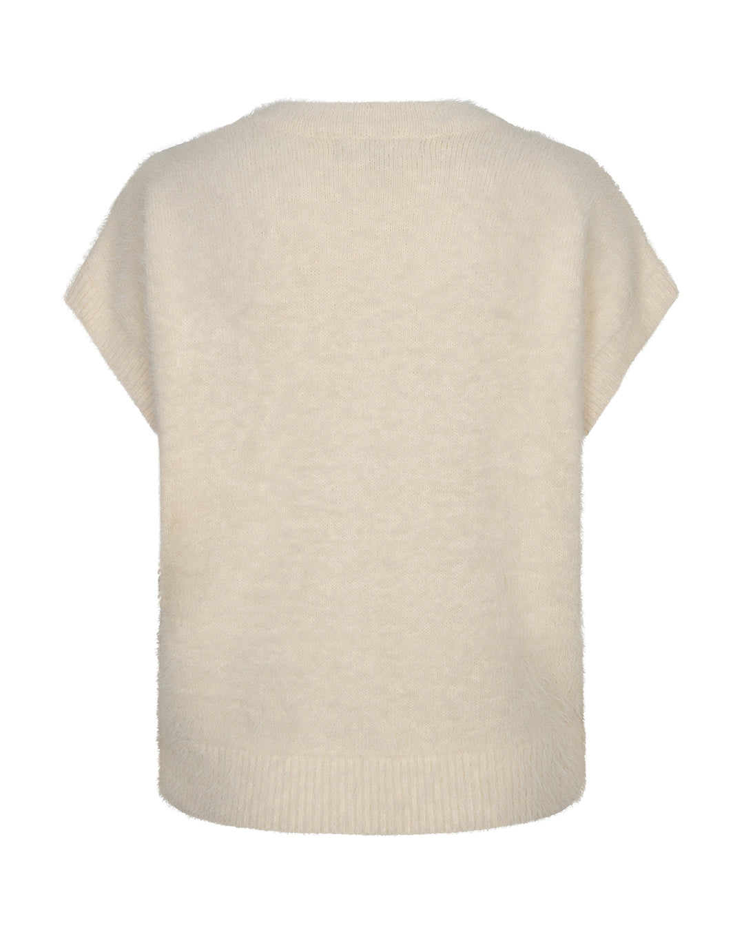 Red Button Sleeveless Fuzzy Pullunder Creme