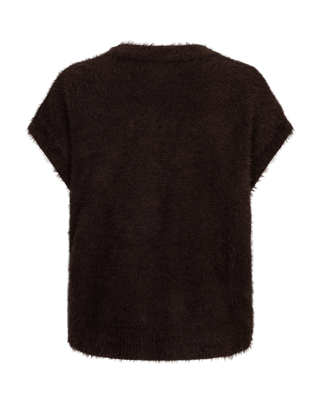 Red Button Sleeveless Fuzzy Pullunder Espresso Braun