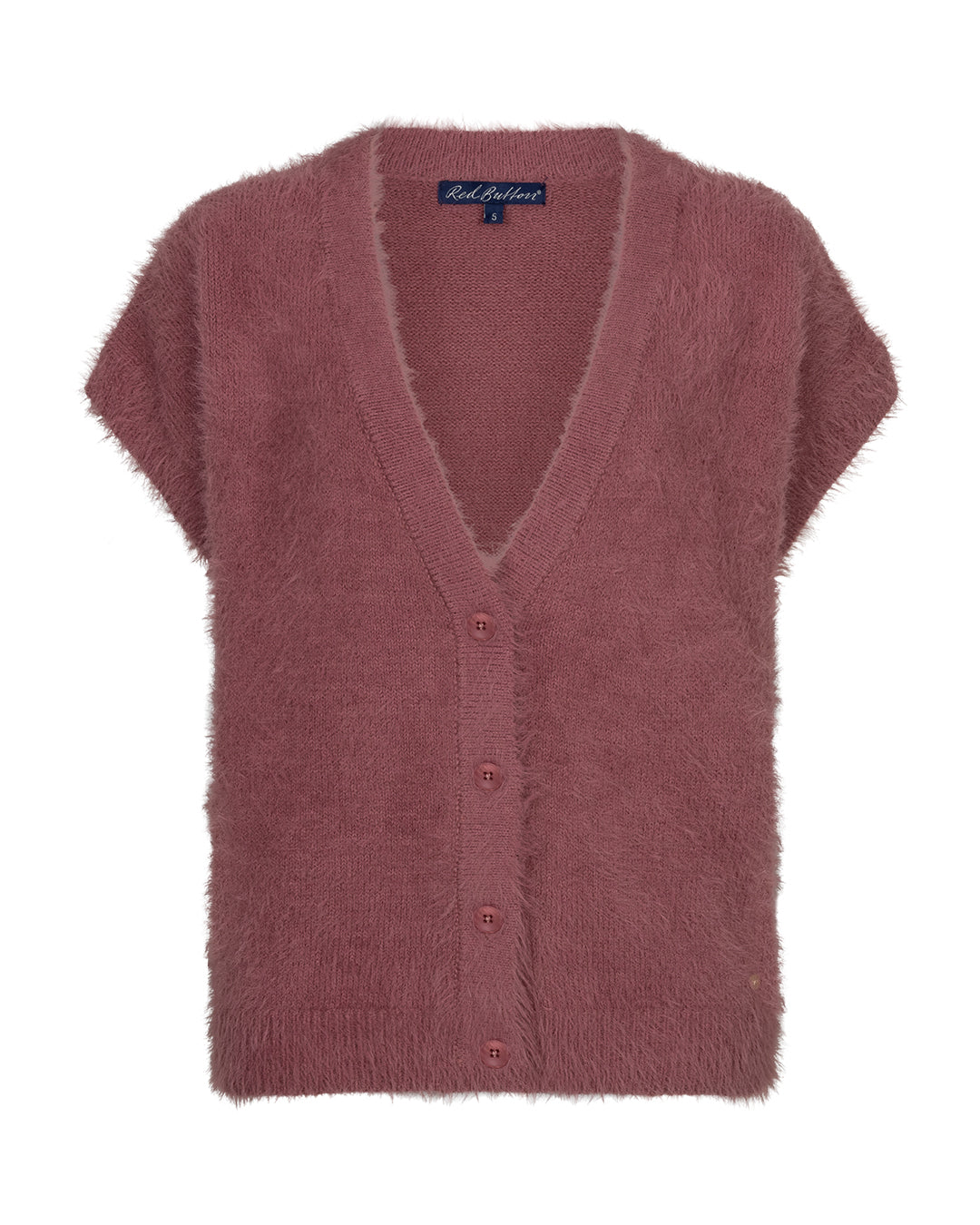 Red Button Sleeveless Fuzzy Pullunder Mauve