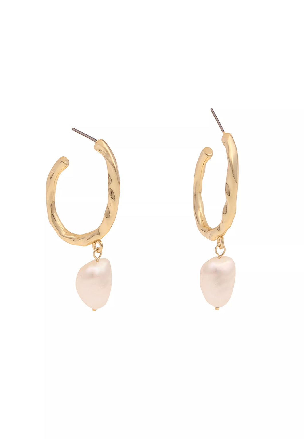 Leslii Damen-Ohrringe Creolen Perlen-Ohrschmuck goldene Modeschmuck-Ohrringe Gold Weiß