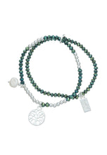 Lade das Bild in den Galerie-Viewer, Leslii Damen-Armband Set Glasperlen-Armband Grün Silber
