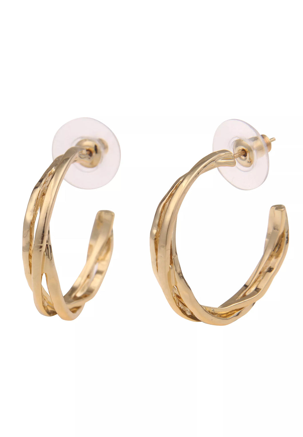 Leslii Damen-Ohrringe Creolen Spirale Glanz-Look goldene Modeschmuck-Ohrringe in Gold