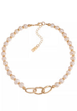 Lade das Bild in den Galerie-Viewer, Leslii Kurze Perlen-Kette mit goldenen Gliedern kurze Modeschmuck-Kette Gold Weiß
