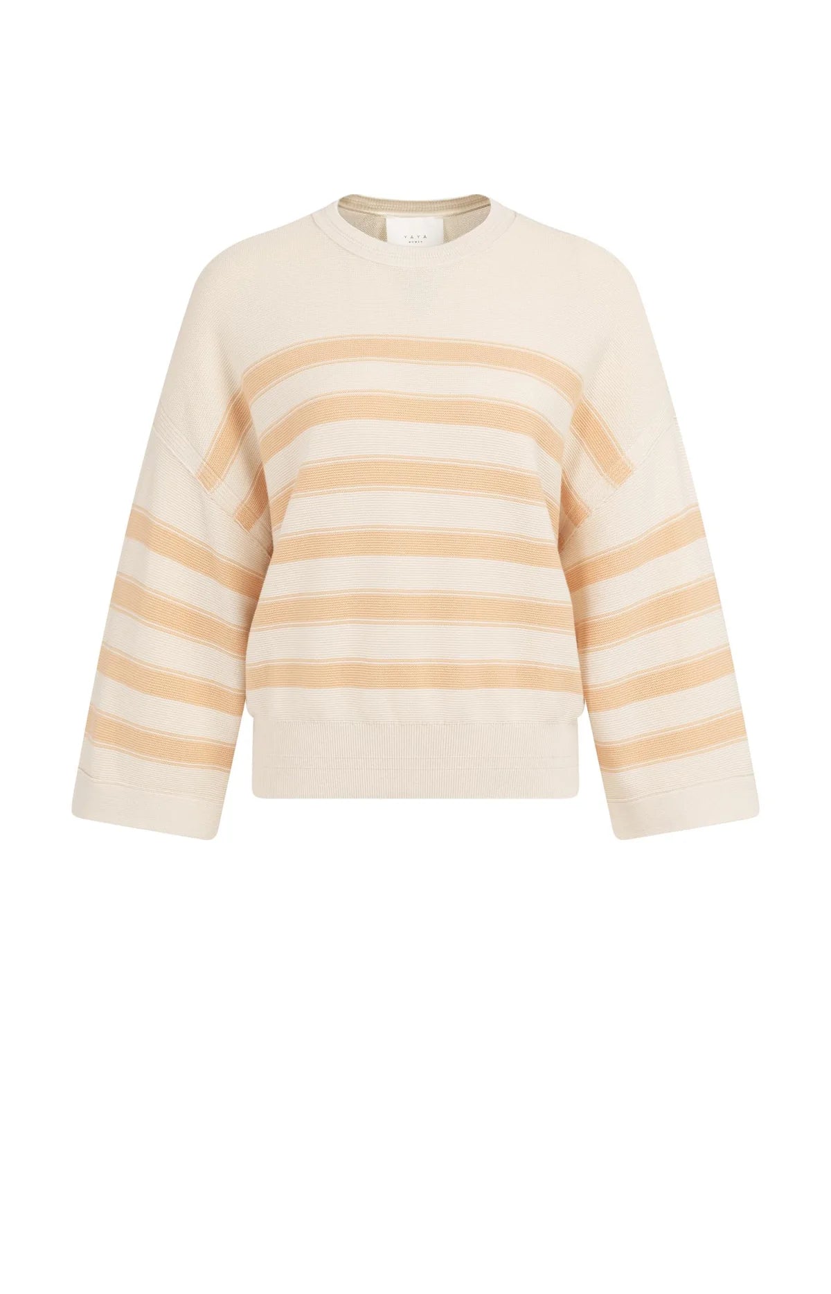 YAYA Sommerstrick Pullover mit weiten Ärmel in Beige Orange