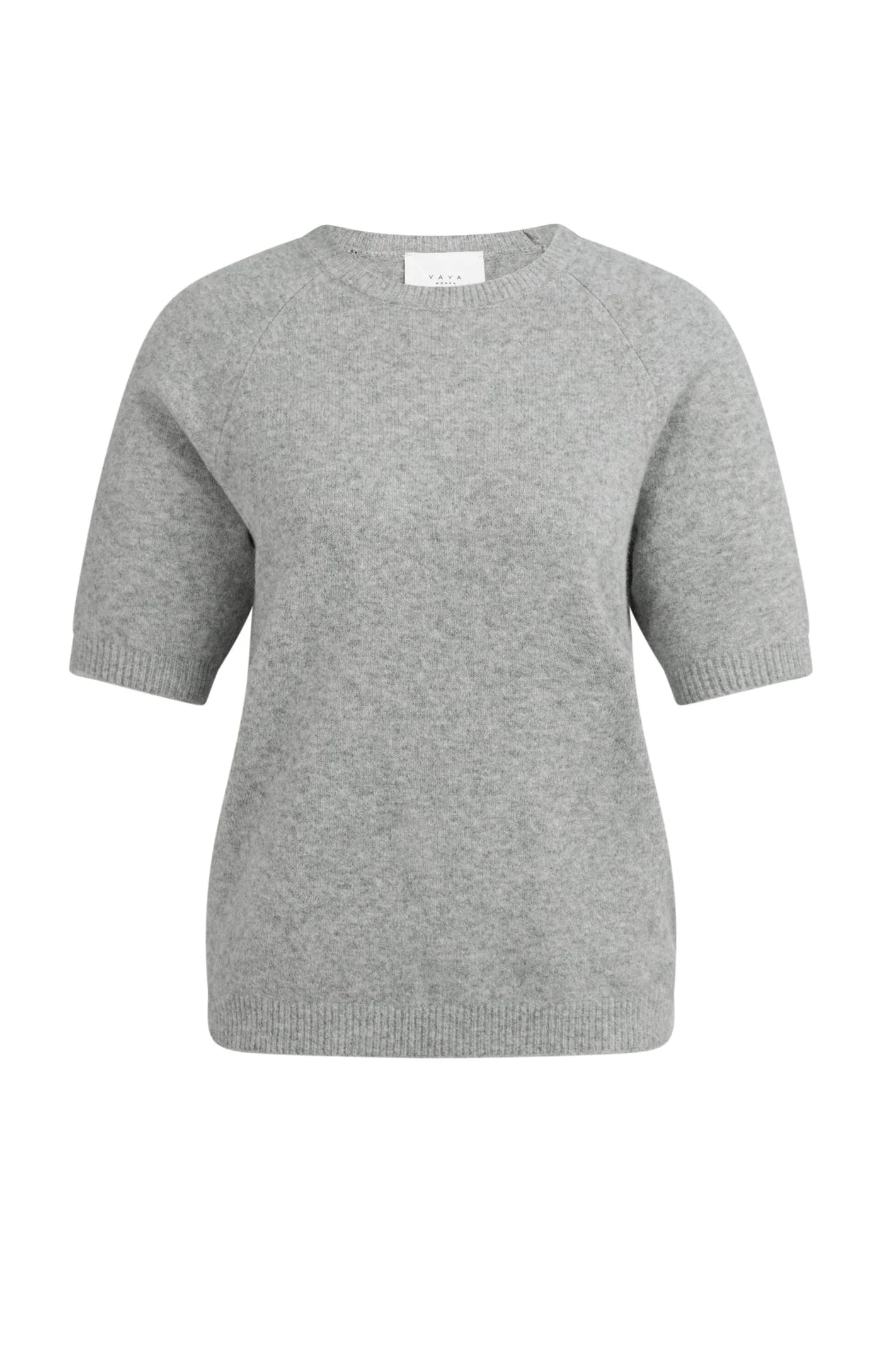 YAYA weicher Frühjahrs Pullover mit kurzen Armen und Rundhals Grau