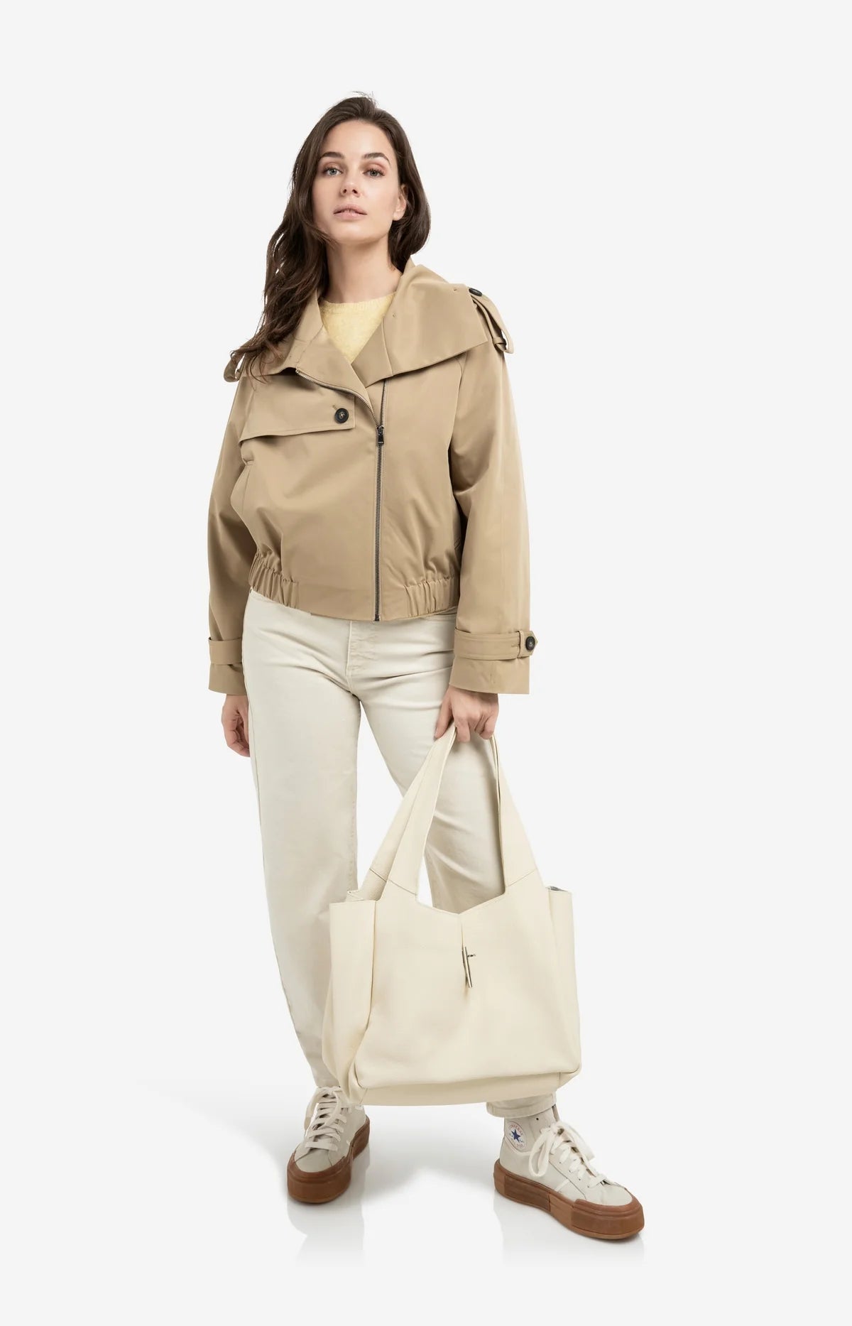 YAYA weicher Frühjahrs Pullover mit kurzen Armen und Rundhals Gelb