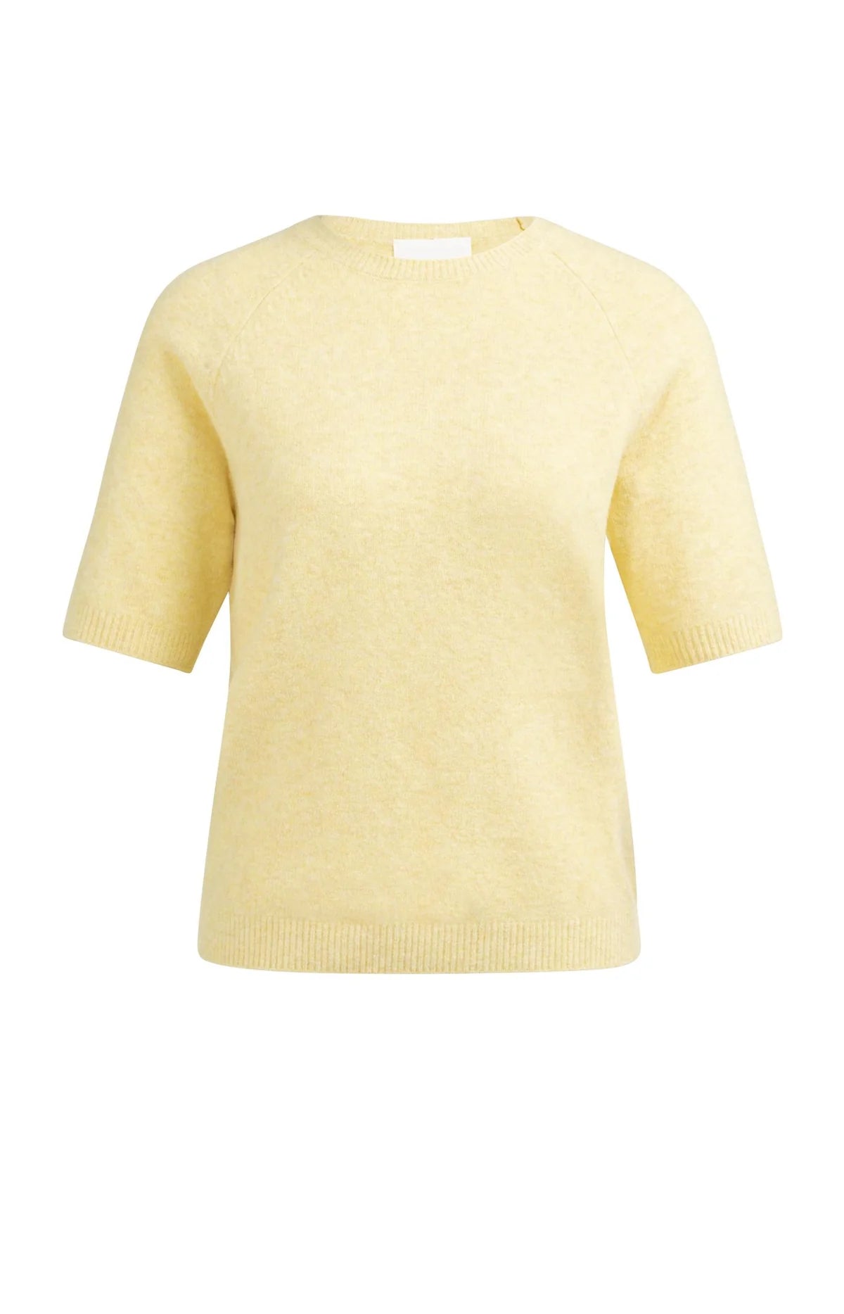 YAYA weicher Frühjahrs Pullover mit kurzen Armen und Rundhals Gelb