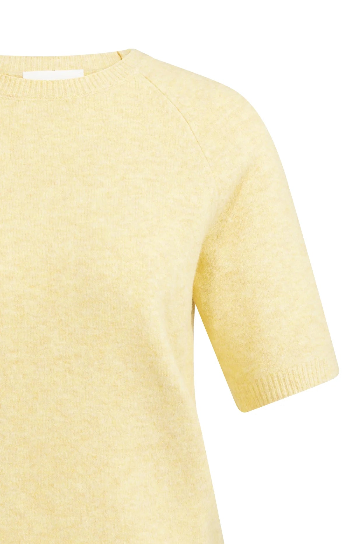 YAYA weicher Frühjahrs Pullover mit kurzen Armen und Rundhals Gelb